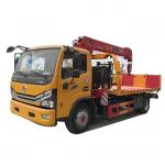 Small 4x2 Dongfeng Wrecker Truck One Tow Two Vehicle 5 Tons Flatbed Wrecker Road-block Removal Truck With Crane for sale