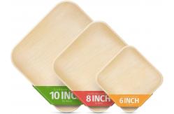 China Biodegradable 6 Square Palm Leaf Serving Tray For Charcuterie supplier