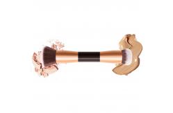 China 152cm Length ISO9001 Double Headed Makeup Brush Gold Handle Synthetic supplier