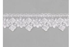 China White Lace Ribbon Embroidery Fabric With Silver Lurex Poly Yarn Eco - friendly supplier