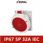 32A 5P IP67 380V Oblique Plug-in Industrial Panel Mounted Socket for sale