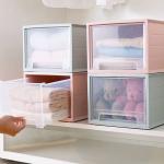Pink Stackable Storage Shoe Boxes Fabric Plastic Drawer Organizer