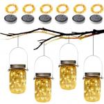 8 pack Solar lamp Mason Jar lights fairy Lid String with 8 Hangers Decorations for Party for sale