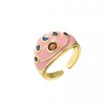 Resizable Dripping Oil Ring Micro Enamel Zircon Evil Eye Ring