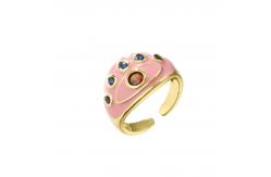 China Resizable Dripping Oil Ring Micro Enamel Zircon Evil Eye Ring supplier