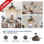 Smart Control Rustic Design Rattan Ceiling Fan with Retractable Blades and Light Kit