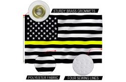 China Knitted Polyester Thin Yellow Line Flag 3x5' Single Reverse Outdoor Canvas Header supplier