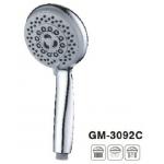 Round Water Saving Bathroom Shower Head Three Function Smoothy Rotation Thumb Tab for sale