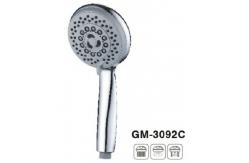 China Round Water Saving Bathroom Shower Head Three Function Smoothy Rotation Thumb Tab supplier