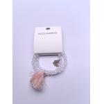 Unisex Transparent Bead Necklace for Kids Various Shapes and Pink Fringe for sale