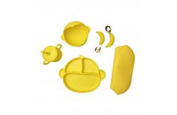 China Practical Silicone Baby Feeding Set Tableware Cartoon Monkey Shape Food Grade supplier