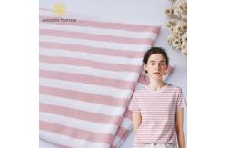 China Wear Resistant Cotton T Shirt Fabric Lightweight Striped Plain Texture 140g supplier