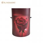 Cardboard Round Paper Red Colour Tube Box Paper Cylinder Rose Flower Packaging Gift Box With 1.4m Black Rope Packaging for sale