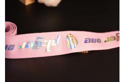 China Garments Trousers 30mm Elastic Webbing Band With Printed Shiny TPU Logo supplier
