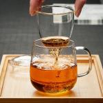 Customized Glass Tea Infuser Cup Single Serving Borosilicate Glass Material