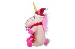 China Pink Animated Plush Christmas Toys 100% Polyester Material Weaving Label supplier