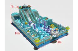 China Blue Inflatable Commercial Bouncy Castle With Slides Obstacles supplier