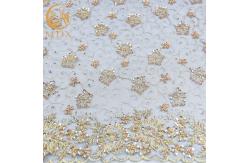 China Nigerian Sparkling Sequin Lace Fabric Handmade Sewing Embroidered supplier