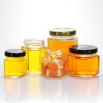 300ml 200ml 100ml Wholesale Hexagon Glass Mason Jar Jam Jar Honey Jar With Metal Screw Lid for sale