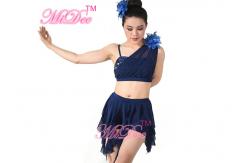 China ODM Belly Dancing Clothes Diagonal - Neck Irregular Sequin Top Two Pieces Dancing Dress supplier