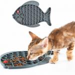 Cat Puzzle Feeder Fish Shape Silicone Lick Treat Mat for Healthy Eating and Licking for sale