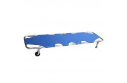 China Portable Rescue Folding Stretcher With Two Straight Wheels Emergency Medical supplier