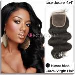 6# Natural Black Medium Density Lace Remy Top Closure 5A Grade For Woman for sale