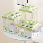 Clear Cake Box With Green Lid Transparent Birthday Packaging For Bakeries Desserts