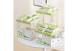 China Clear Cake Box With Green Lid Transparent Birthday Packaging For Bakeries Desserts supplier