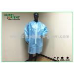 Blue Water Resistance Disposable Long Sleeve Lab Coat With Comfortable Feeling For Factory Use for sale