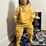 3d Embroidery Zip Up Hoodie And Cargo Pants Slim Fit Kids Sweatsuit Set for sale
