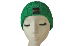 China High quality unisex customize logo green winter knitted  hats caps for fashion supplier