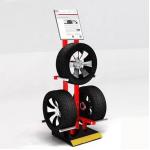 Garage 3 Tyres Cart Wheel Display Rack / Three Sides Alloy Wheel Display Stand for sale