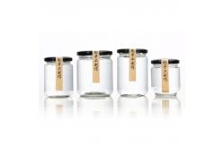 China 180ml / 280ml Honey Clear Mason Jars , Durable Metal Lid Empty Jam Jars supplier