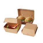 Eco-Friendly Custom Biodegradable Kraft Burger Box Fast Food Takeaway Packaging with CMYK 4 Color Offest Printing for sale