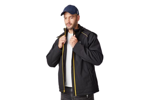 Black Electric Heated Coat Mens With Heating Wire 100% Polyester Fabric