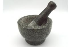 China Reliable Stone Mortar And Pestle Set 100% Solid Granite Round With Base supplier