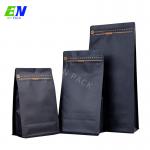 Black Kraft Paper Flat Bottom Pouch 250g Eco Friendly Coffee Pouch With Zip Lock for sale
