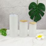 12oz 16oz 25oz Juice Glass Cup With Straw And Bamboo Lid for sale