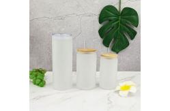 China 12oz 16oz 25oz Juice Glass Cup With Straw And Bamboo Lid supplier