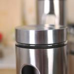 4 Piece Silver Stainless Steel Canister Set With Glass Windows