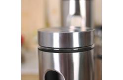 China 4 Piece Silver Stainless Steel Canister Set With Glass Windows supplier