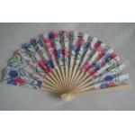 21cm Folding Hand Fans / Foldable Fan With Print Silk Fabric for sale