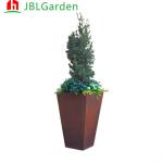 Square Flower Pot Round Corten Steel Planter Box Customized Size for sale