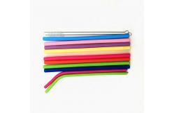 China Custom Foldable Reusable Silicone Drinking Straws Eco Friendly With Cleaning Brush supplier