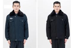 China Fur Collar Security Guard Uniform , Security Guard Jackets With Two Pockets supplier