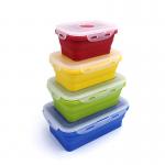 Collapsible Silicone Children Bento Box With Plastic Lid