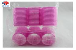 China Pink Extra Large Hook And Loop Hair Rollers Round Magic Tape Hair Care supplier