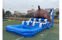 China PirateShip Theme CMYK Inflatable Water Slide With Pool supplier