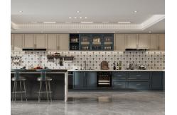China Versatile French Style Kitchen Cabinet With Indigo Blue And Cream Contrasting Design supplier
